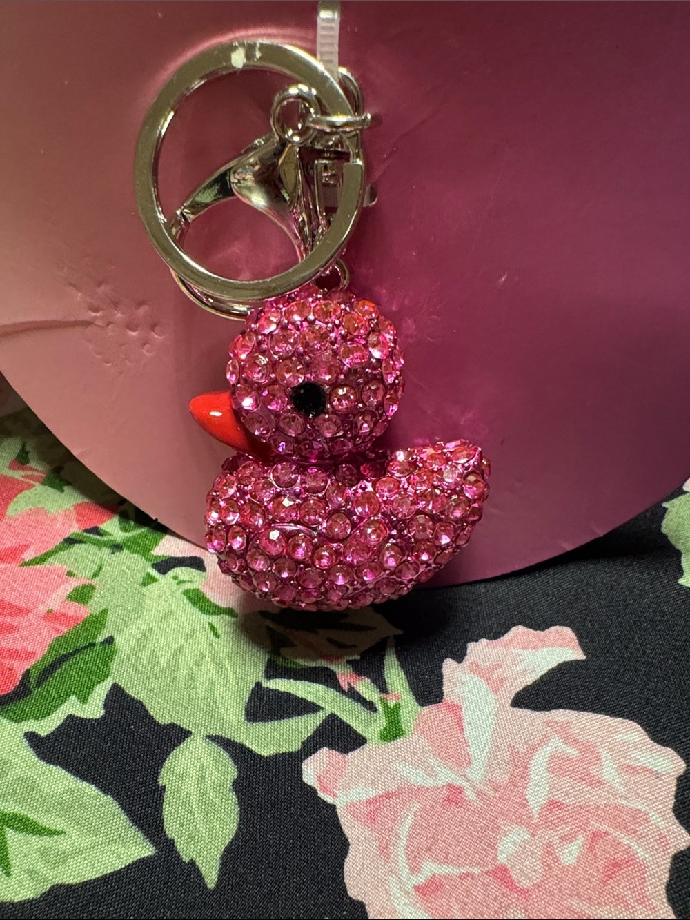 NEW Studio Pink Crystal Duck Keyring